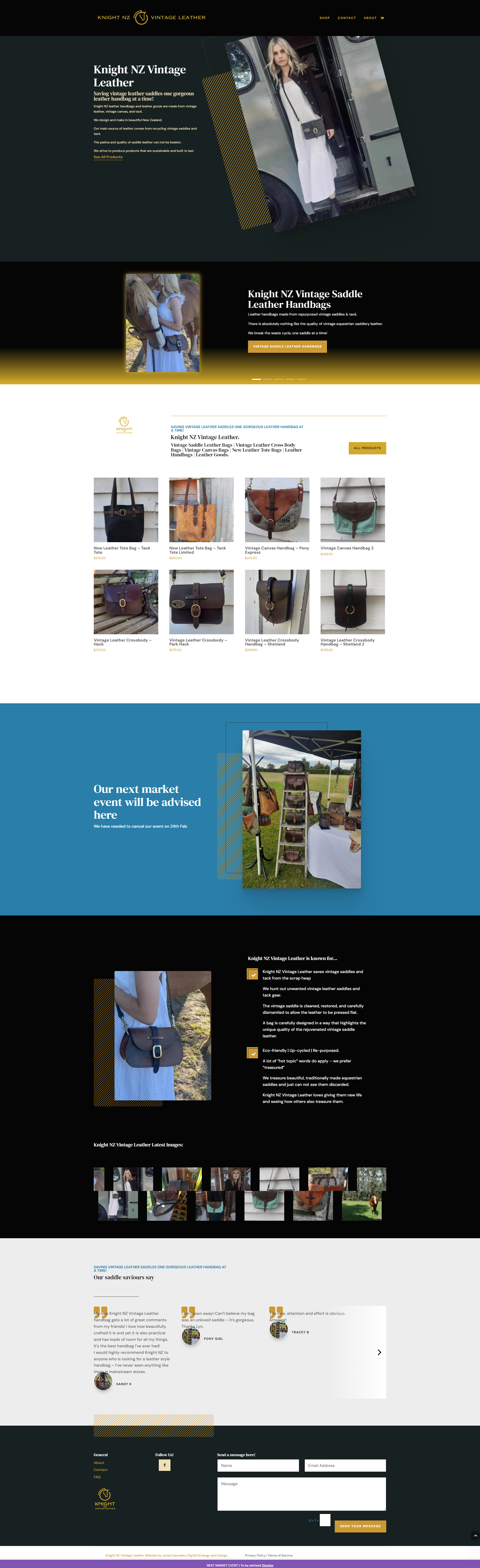 Screen capture of Knight NZ Vintage Leather Homepage